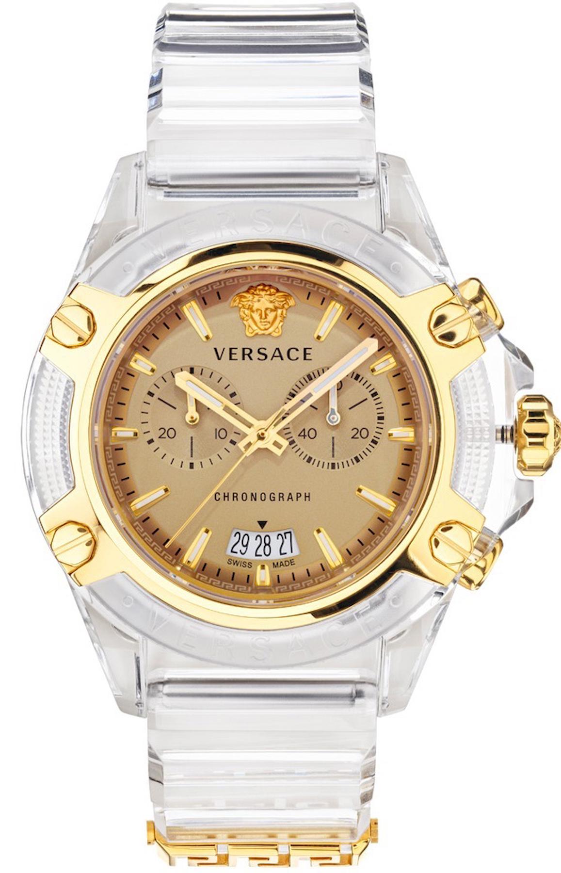 Versace VRSCVEZ700121 Takvimli 44 mm Beyaz Polikarbon Kordon Analog Kol Saati