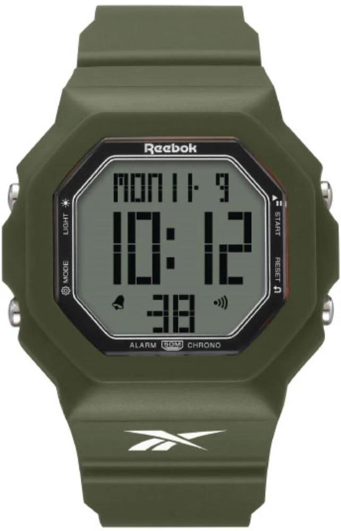 Reebok RV-TRU-U9-PGPG-WB Takvimli 43 mm Yeşil Silikon Kordon Dijital Erkek Kol Saati