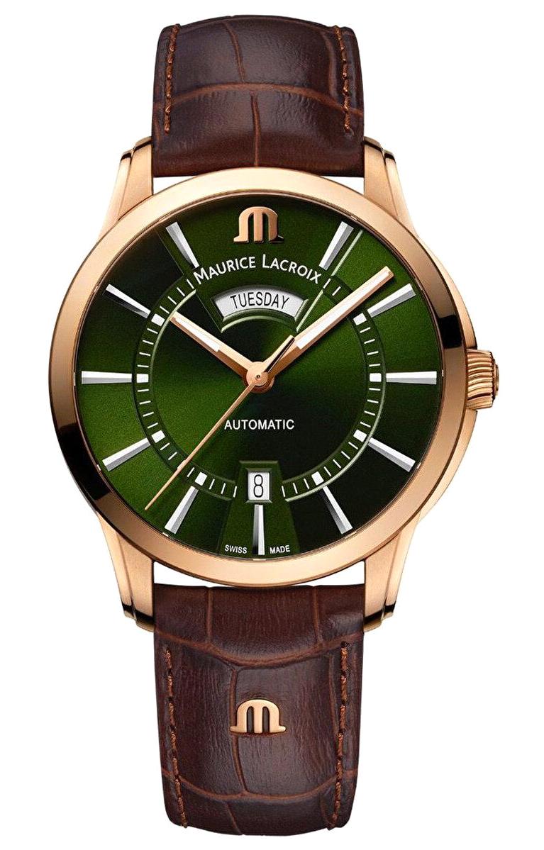 Maurice Lacroix ML-PT6358BRZ0163E-3 Takvimli 44 mm Kahverengi Deri Kordon Analog Erkek Kol Saati