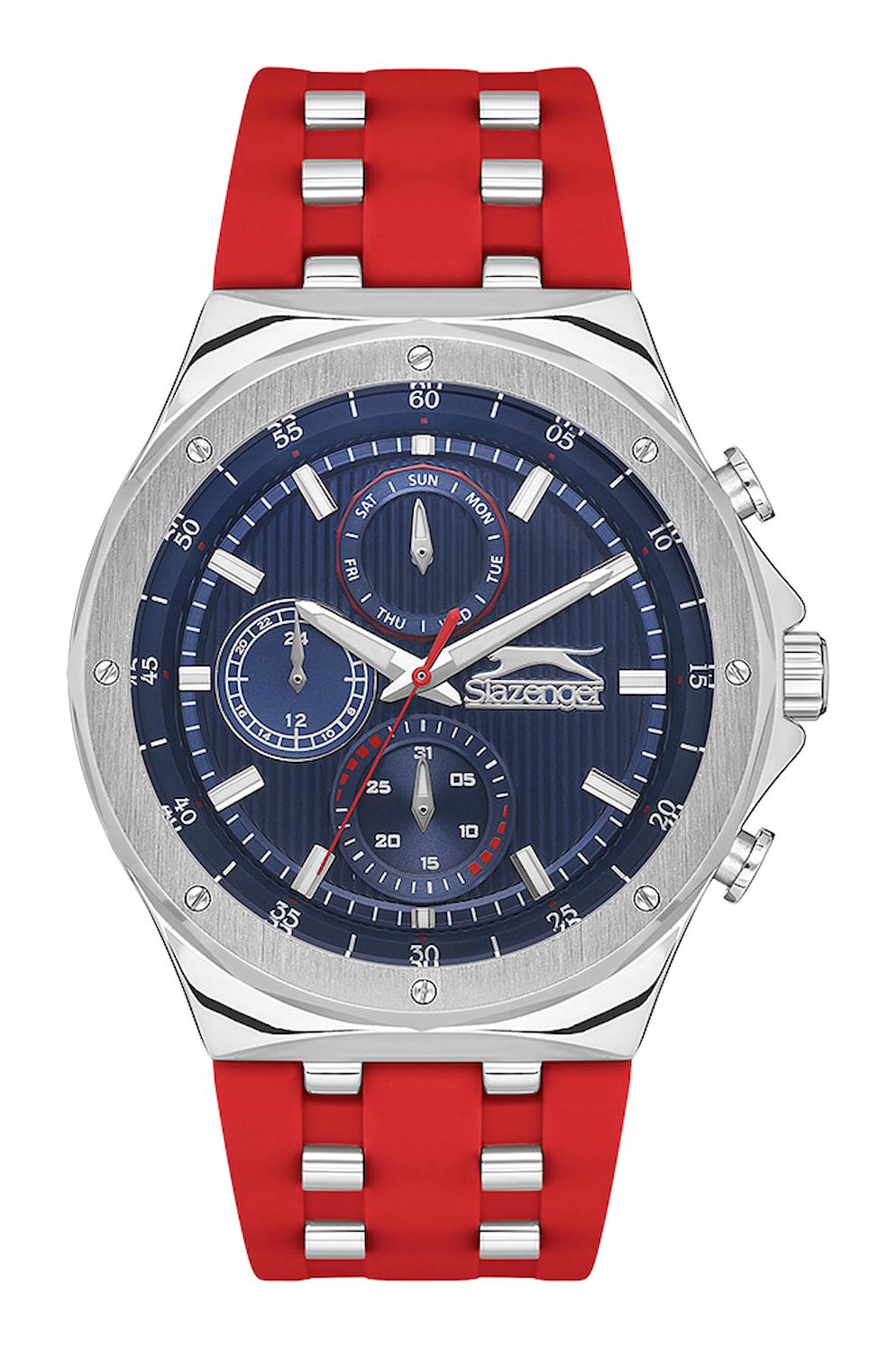 Slazenger SL.09.2218.2.06 Takvimli 44 mm Kırmızı Silikon Kordon Analog Erkek Kol Saati