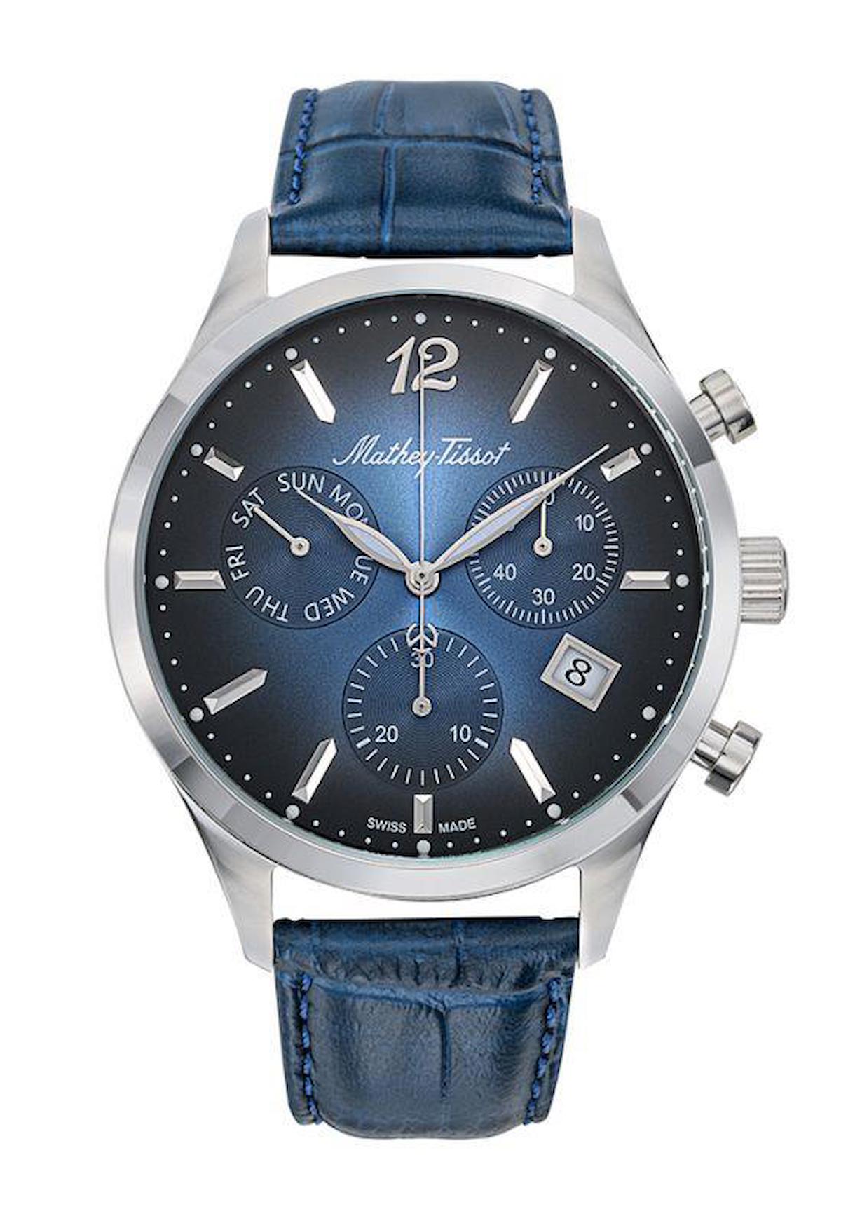 Tissot H411CHALBU Pusulalı Takvimli 44 mm Lacivert Deri Kordon Analog Erkek Kol Saati