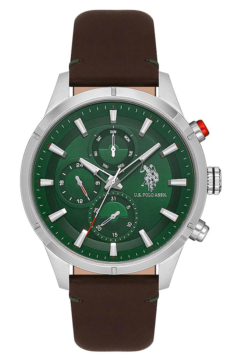U.S. Polo Assn USPA1014-12 Takvimli 46 mm Kahverengi Deri Kordon Analog Erkek Kol Saati