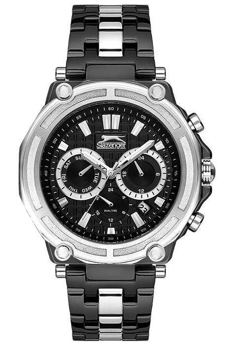 Slazenger SL.09.1618.2.04 Takvimli 44 mm Gri-Siyah Çelik Kordon Analog Erkek Kol Saati