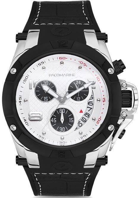 Pacomarine PM.51163.01 Takvimli 44 mm Siyah Silikon Kordon Analog Kol Saati