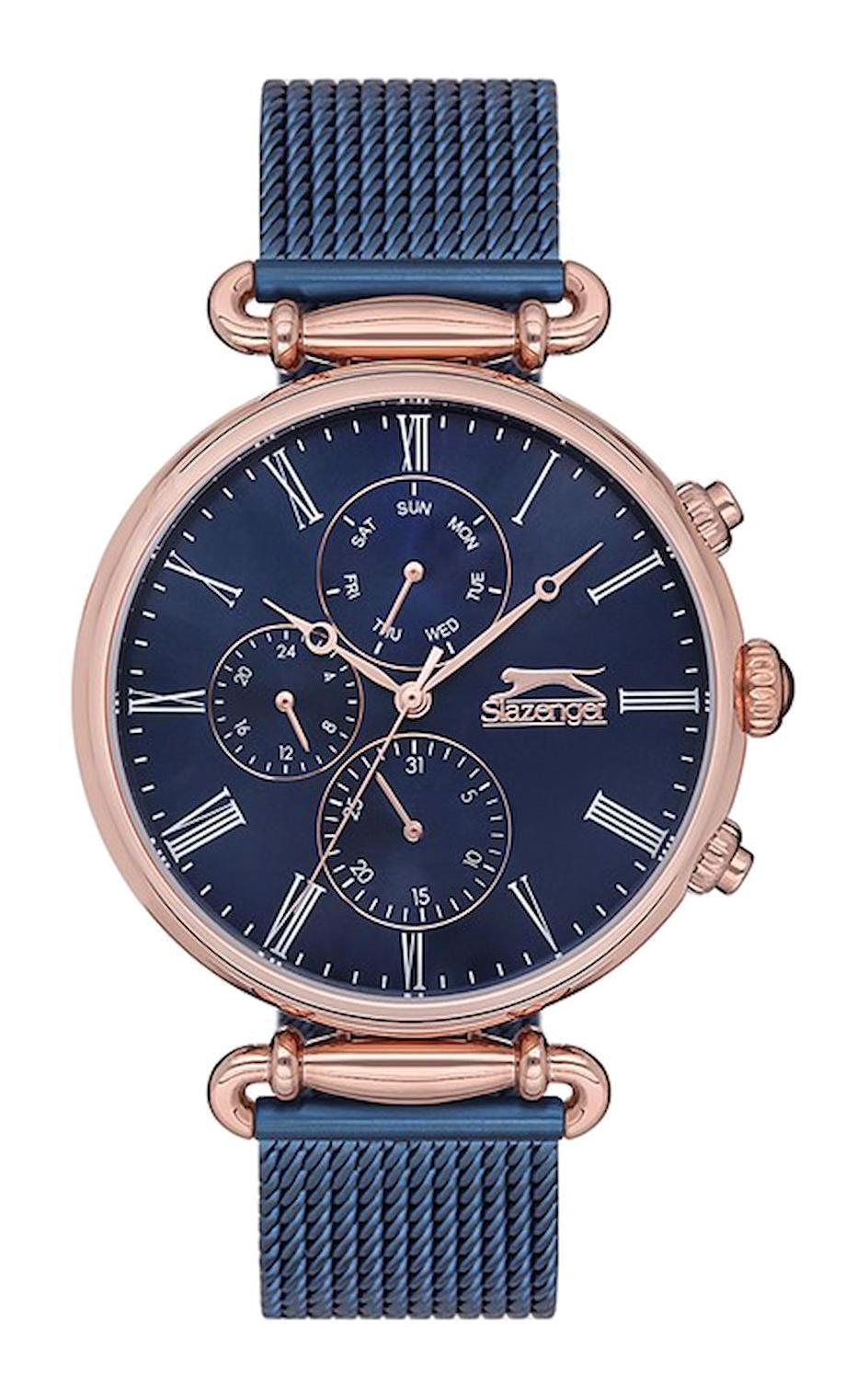Slazenger SL.09.1738.2.06 Pusulalı Takvimli 44 mm Lacivert Çelik Kordon Analog Erkek Kol Saati