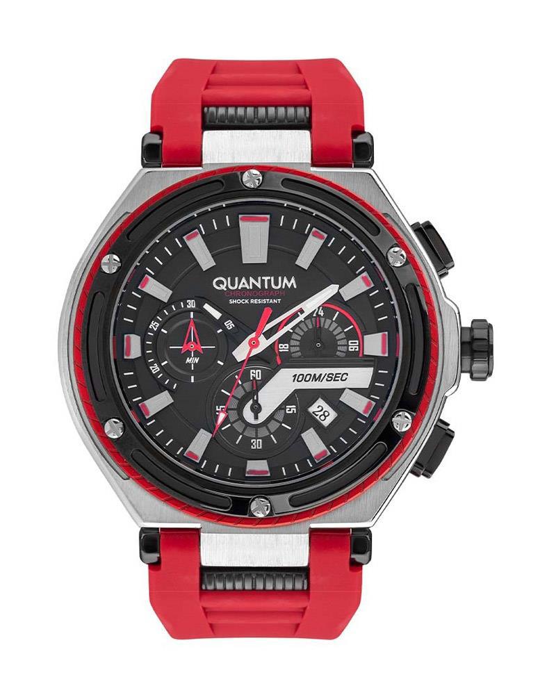 Quantum HNG1010.358 Takvimli 46-50 mm Kırmızı Silikon Kordon Analog Erkek Kol Saati