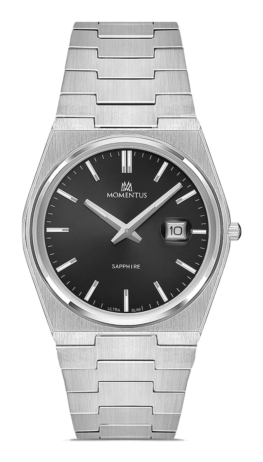 Momentus EM345S-24SS Takvimli 40 mm Çelik Kordon Analog Erkek Kol Saati