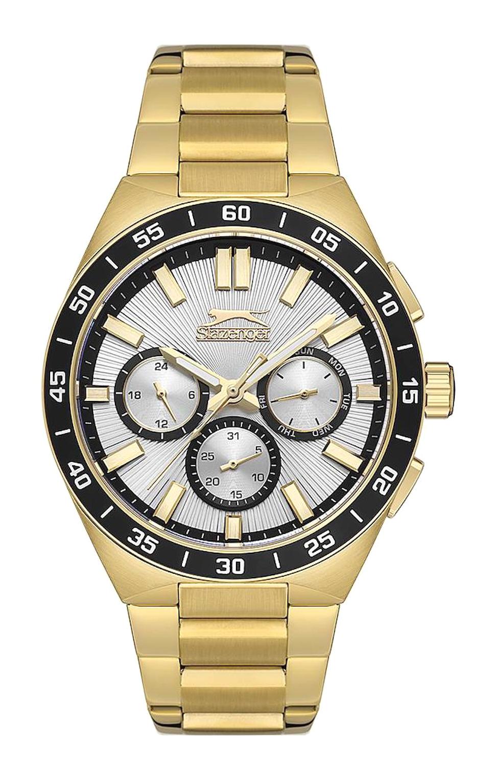 Slazenger SL.09.2285.2.06 Takvimli 45 mm Altın Kordon Analog Erkek Kol Saati