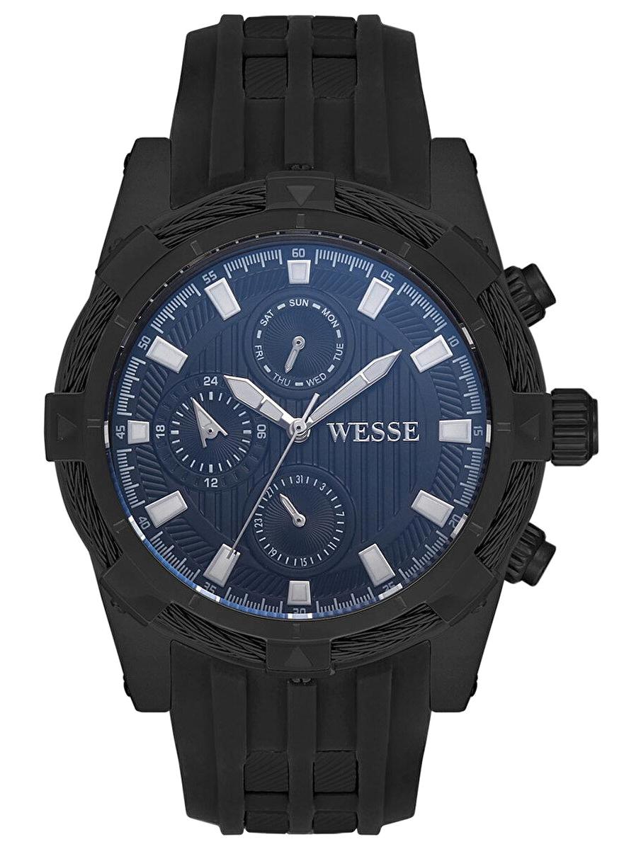 Wesse WWG401706 Pusulalı Takvimli Siyah Silikon Kordon Analog Erkek Kol Saati
