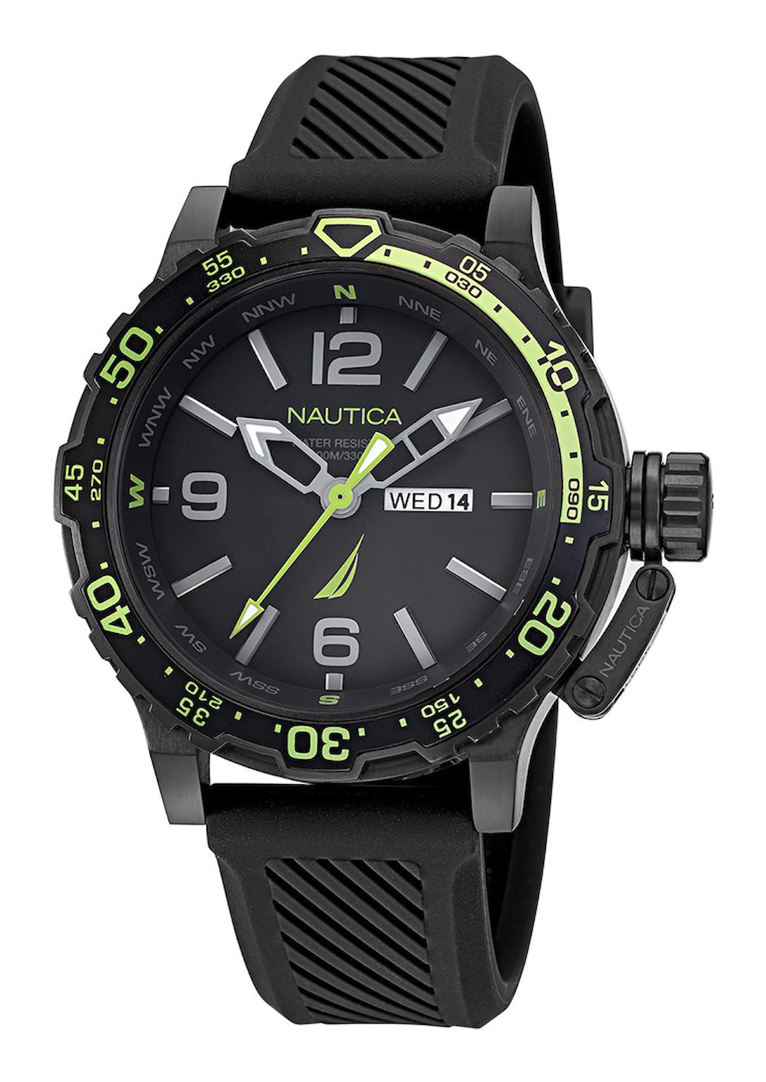 Nautica NAPGLF114 Takvimli 46 mm Siyah Silikon Kordon Analog Erkek Kol Saati
