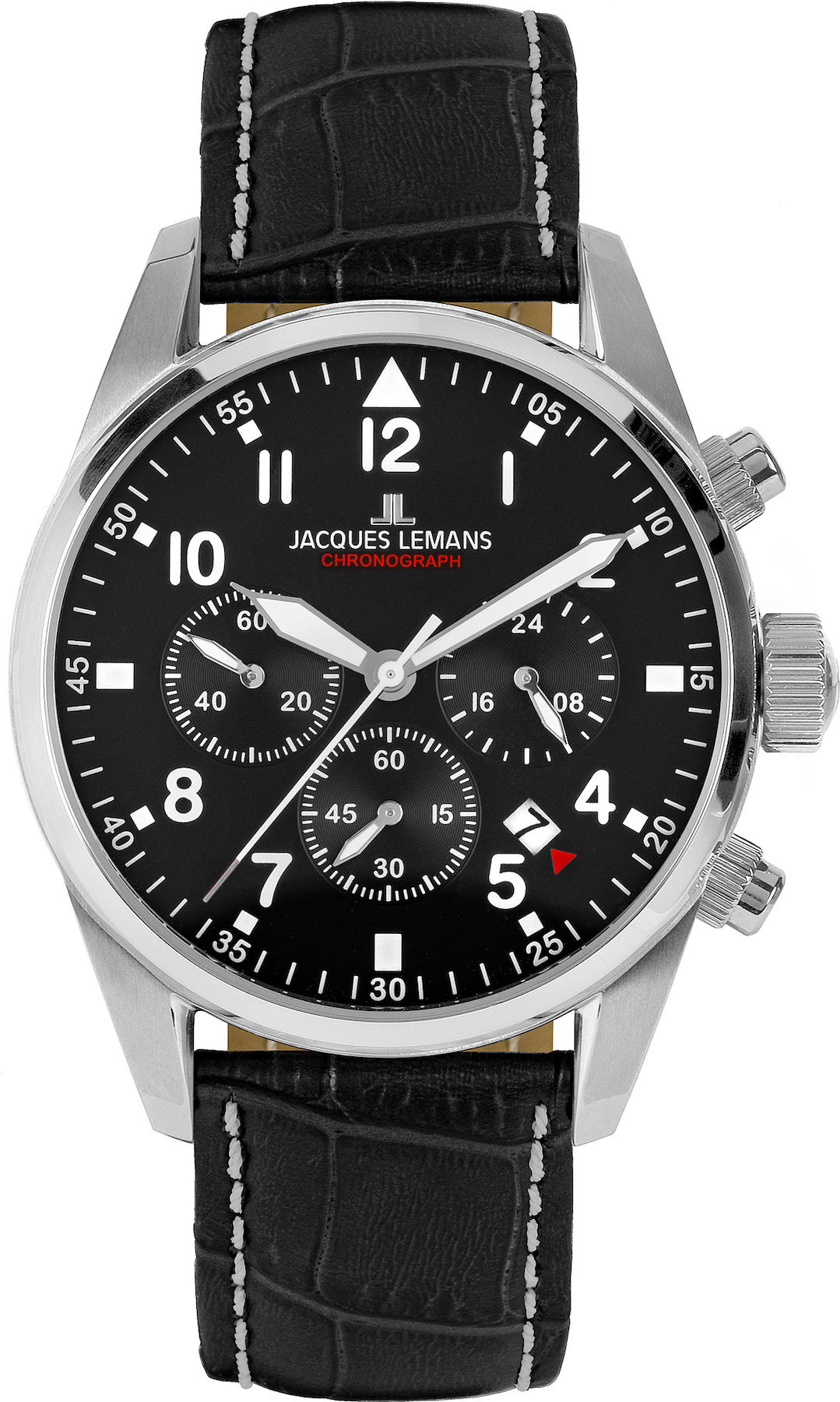Jacques Lemans BARCELONA 42-2A Takvimli 42 mm Siyah Çelik Kordon Analog Erkek Kol Saati
