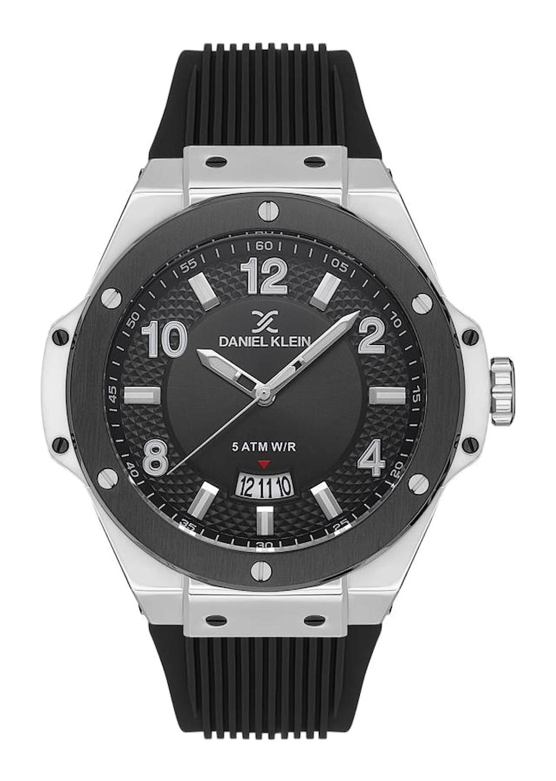 Daniel Klein DKE.1.10529.1 Takvimli 42 mm Siyah Silikon Kordon Analog Erkek Kol Saati