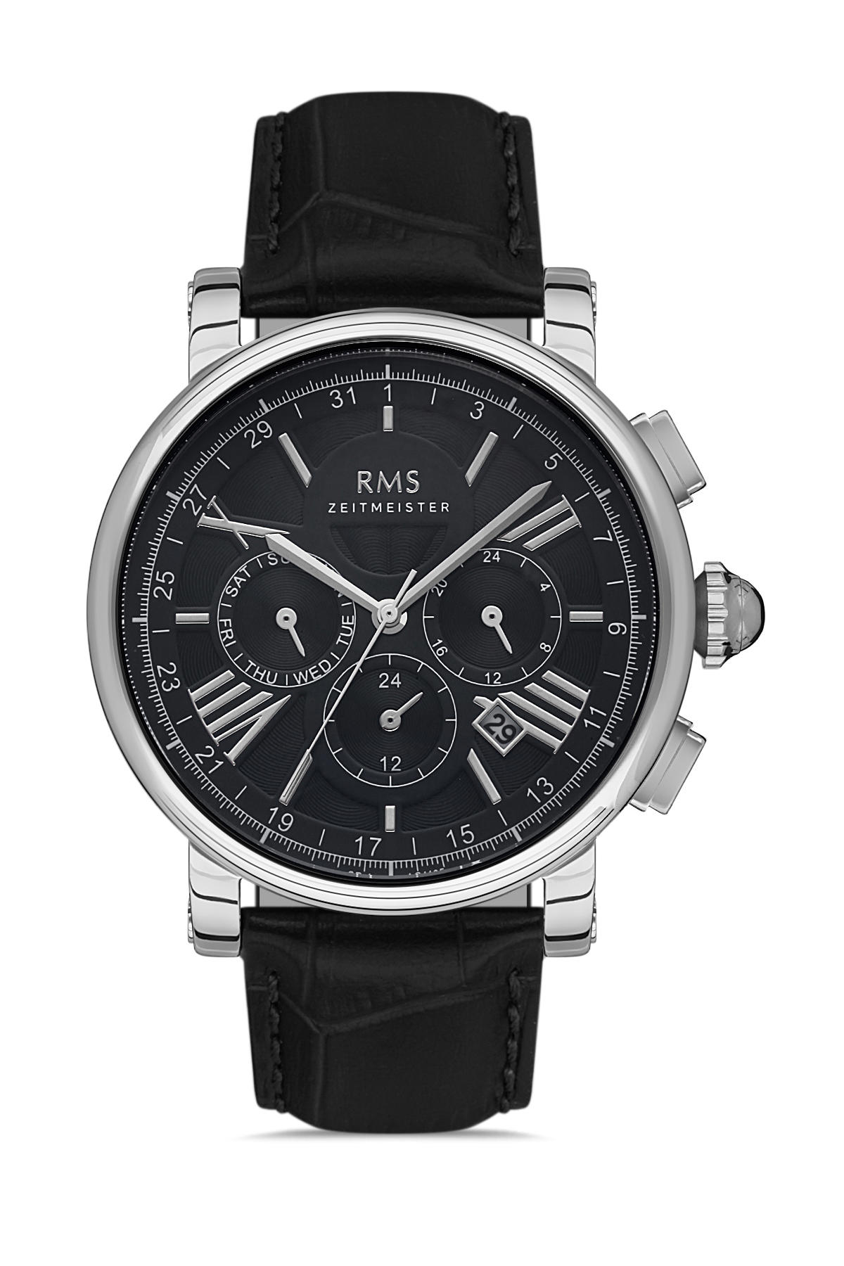 Grand Romanson RMS.1.AG1134.12 Takvimli 44 mm Siyah Deri Kordon Analog Erkek Kol Saati
