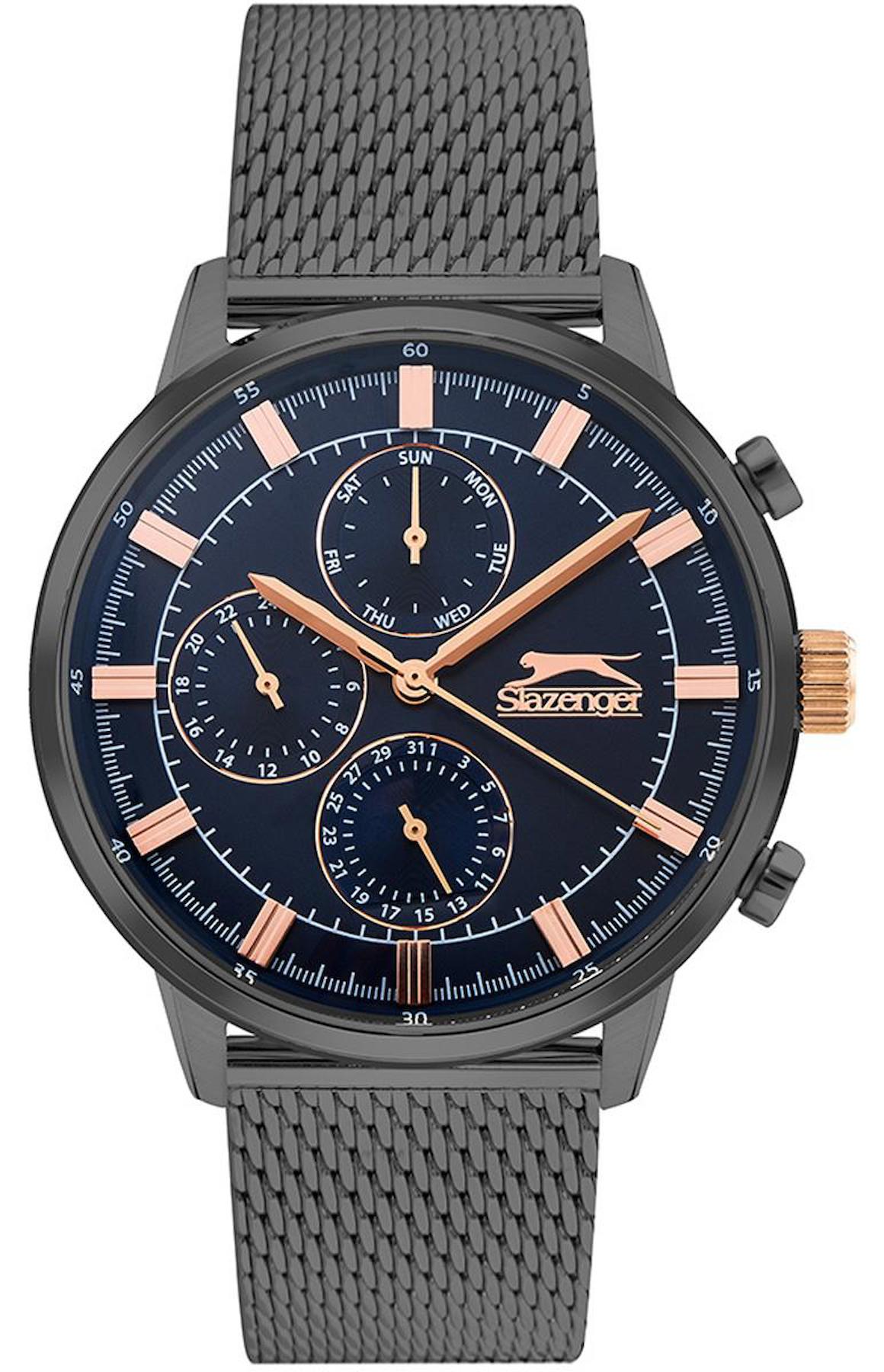 Slazenger SL.09.2262.2.01 Takvimli 44 mm Füme Hasır Kordon Analog Erkek Kol Saati