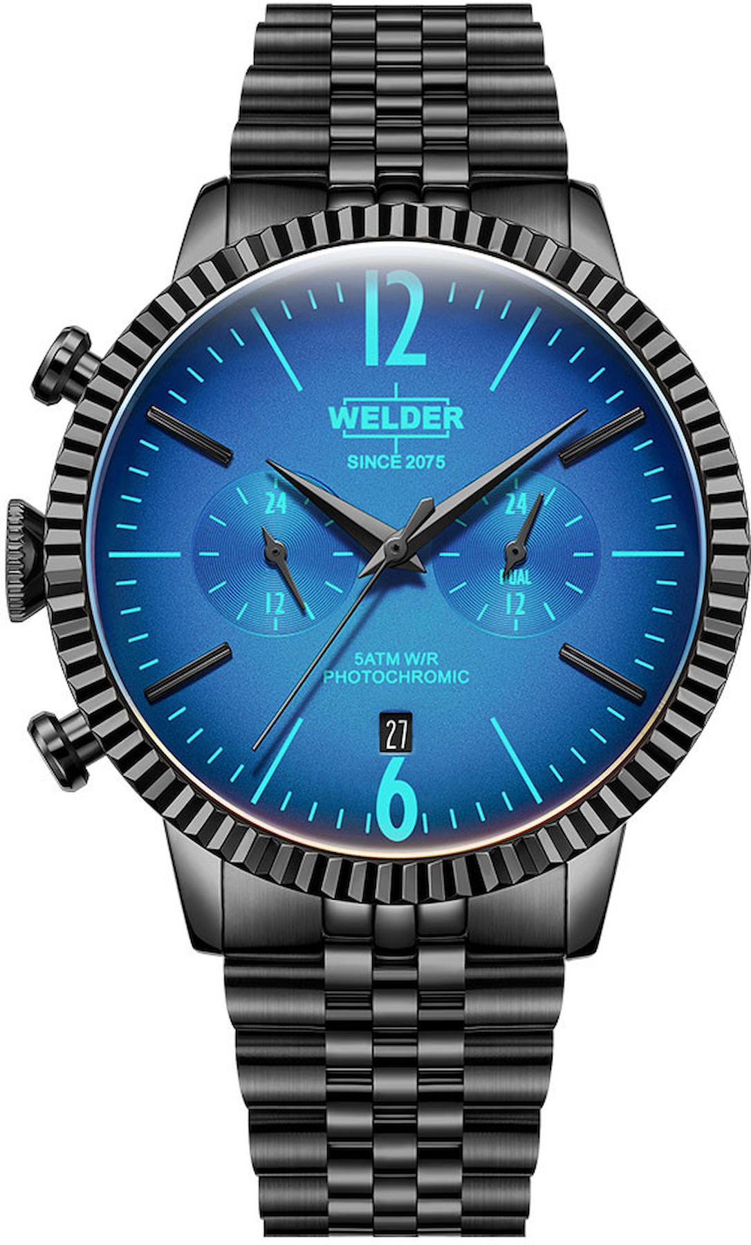 Welder Watch WWRC474 Pusulalı Takvimli 45 mm Siyah Çelik Kordon Analog Kol Saati