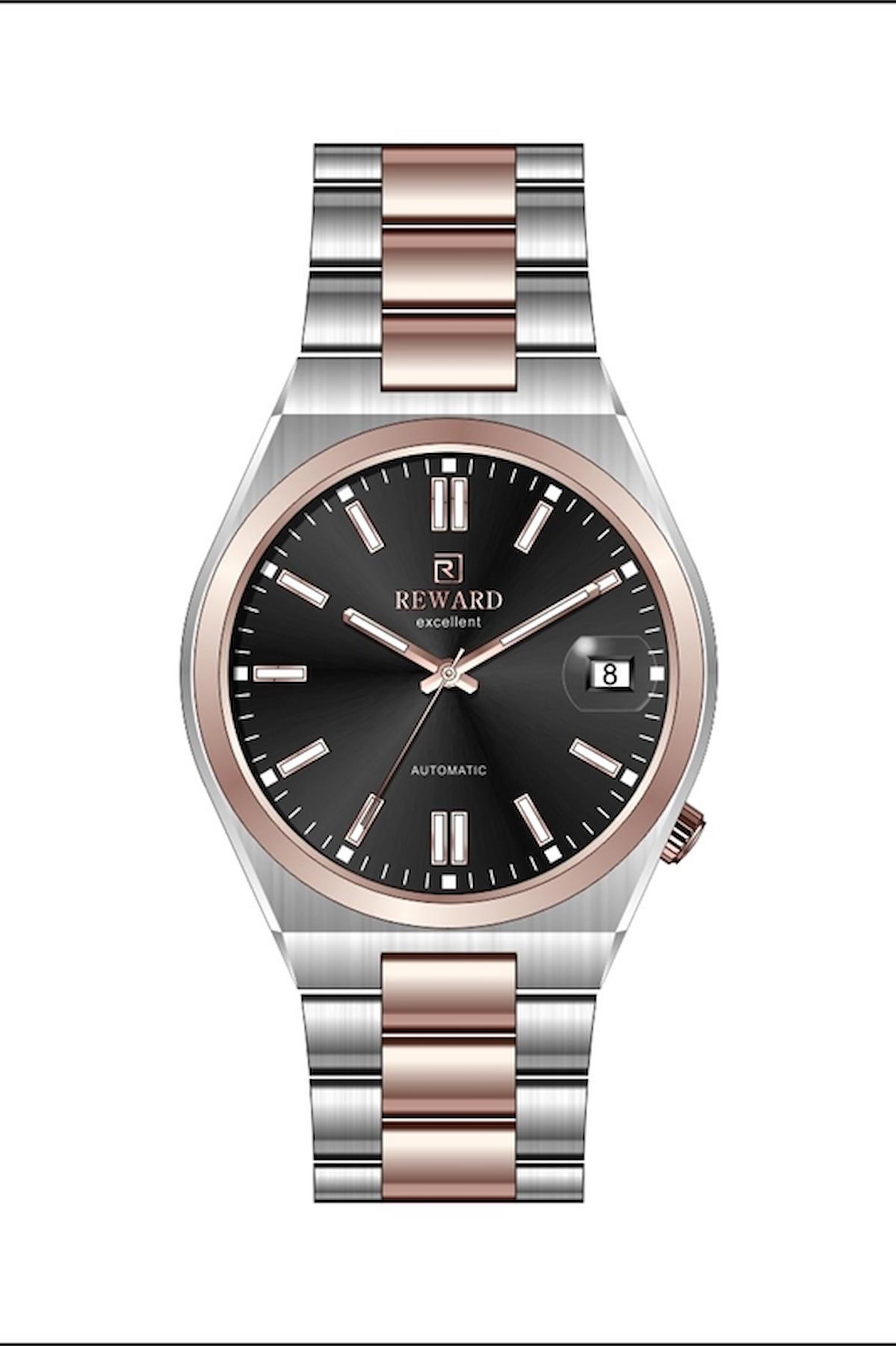 Reward A144326 Takvimli 40 mm Gri-Rose Gold Çelik Kordon Analog Erkek Kol Saati