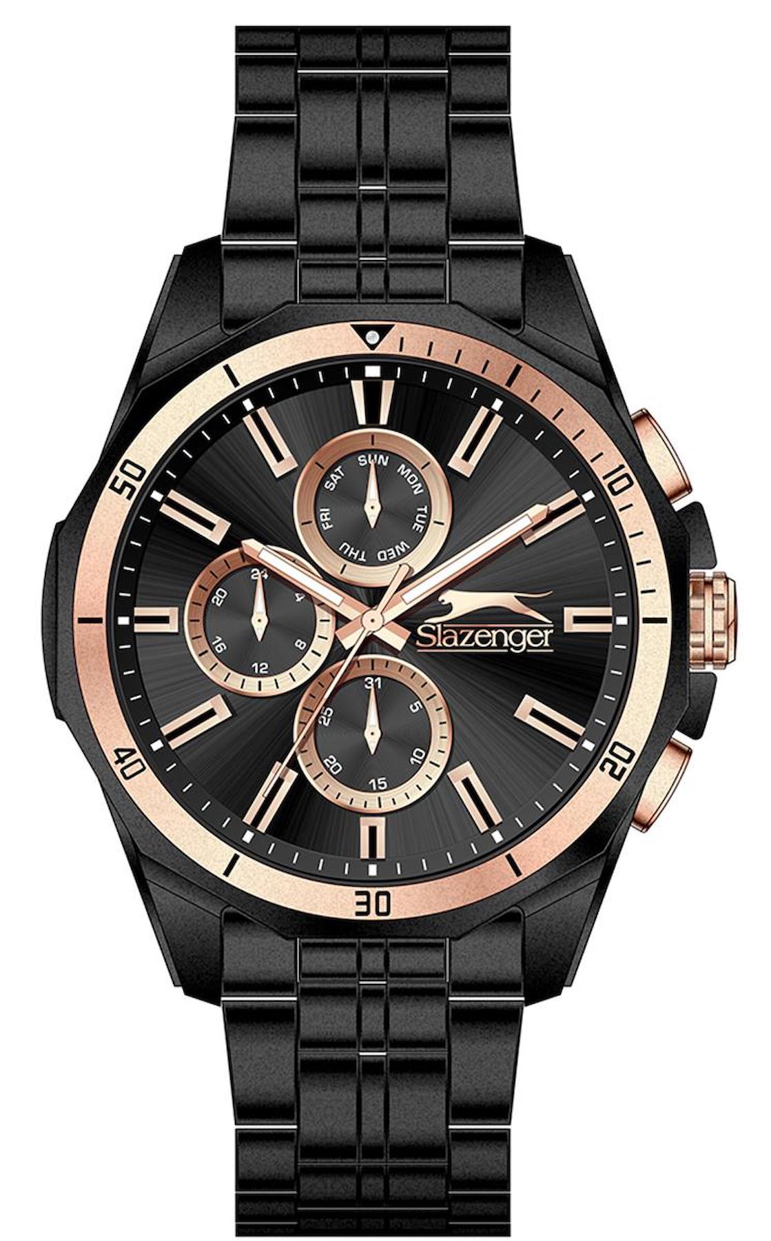 Slazenger SL.09.2245.2.05 Takvimli 46 mm Siyah Çelik Kordon Analog Erkek Kol Saati