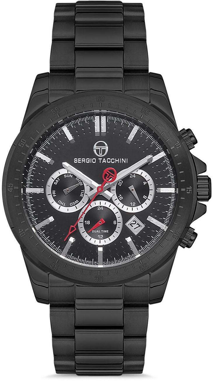 Sergio Tacchini ST.1.10087.6 Takvimli 42 mm Siyah Çelik Kordon Analog Kol Saati