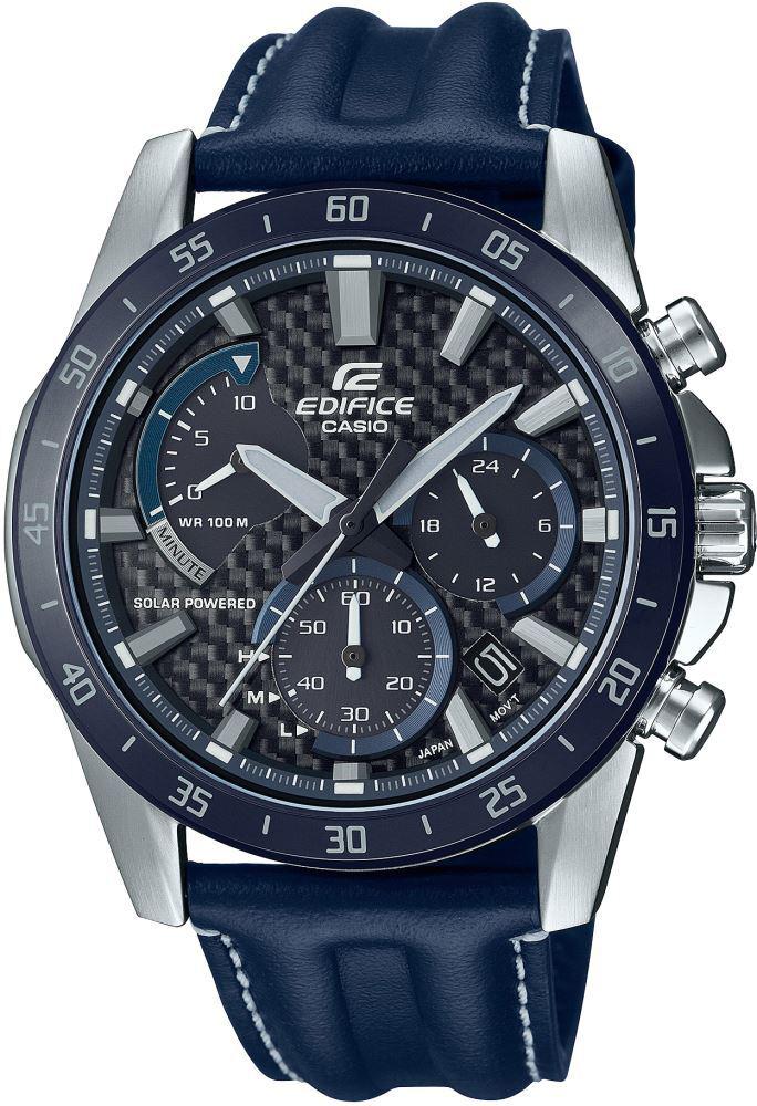 Casio EQS-930BL-2AVUDF Takvimli 45.3 mm Lacivert Deri Kordon Analog Erkek Kol Saati