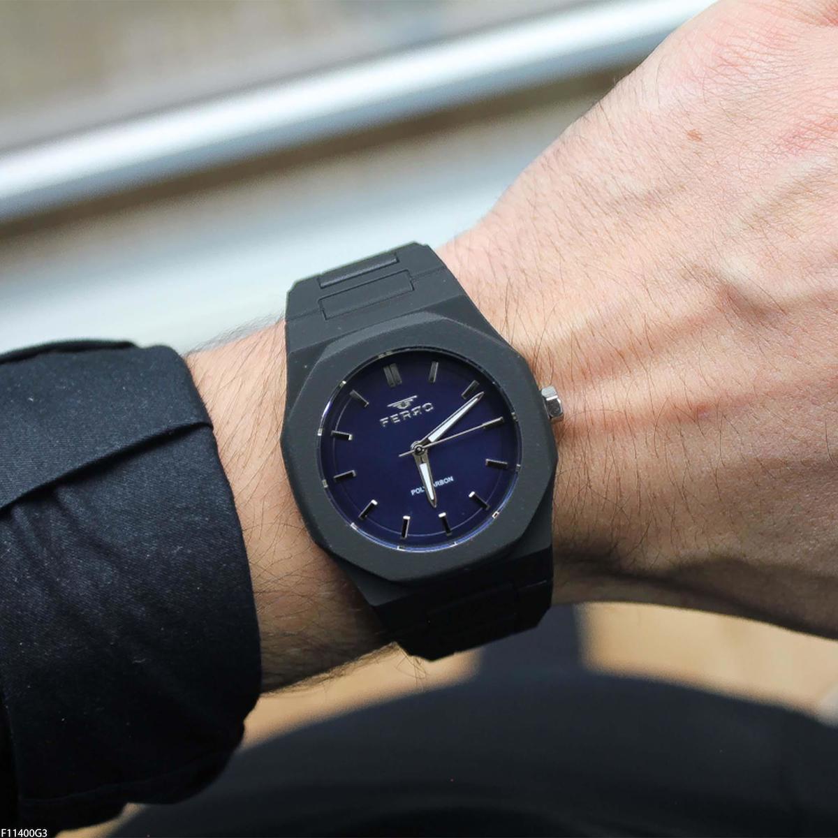 Ferro F11400G3 Takvimli 43 mm Siyah Çelik Kordon Analog Erkek Kol Saati