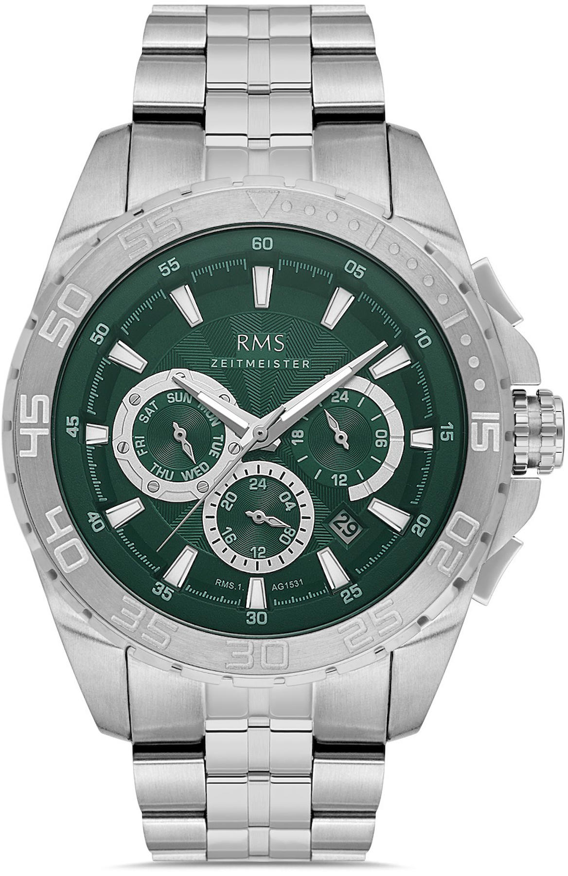 Romanson RMS.1.AG1531.04 Takvimli 42 mm Çelik Kordon Analog Kol Saati