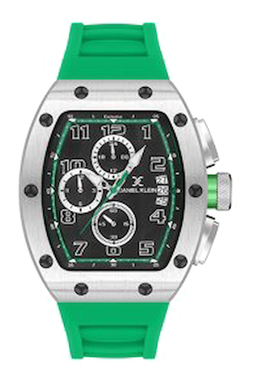Daniel Klein DKE.1.10522-5 Takvimli 44 mm Yeşil Silikon Kordon Analog Erkek Kol Saati