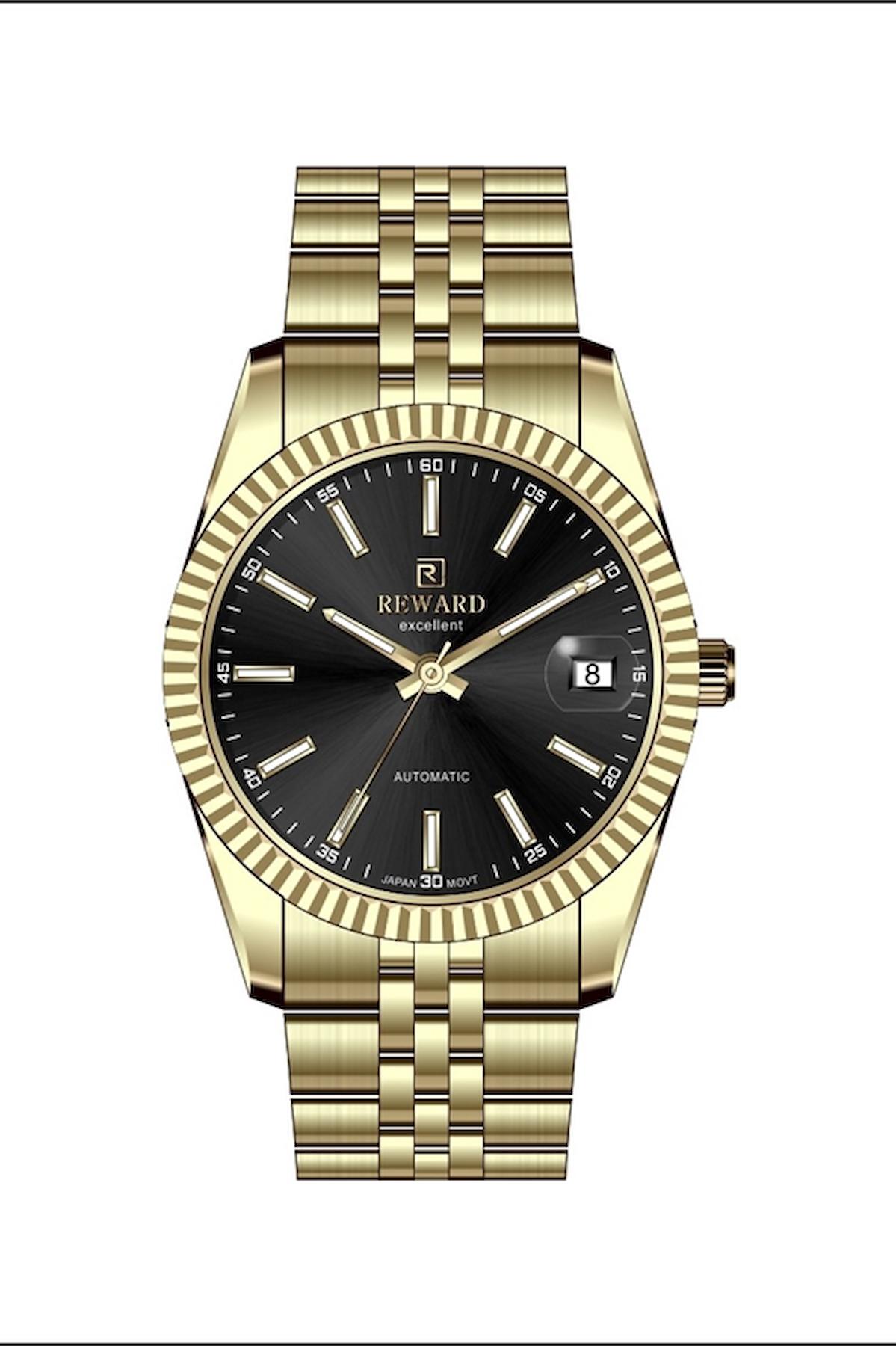 Reward A144338 Takvimli 40 mm Altın Çelik Kordon Analog Erkek Kol Saati