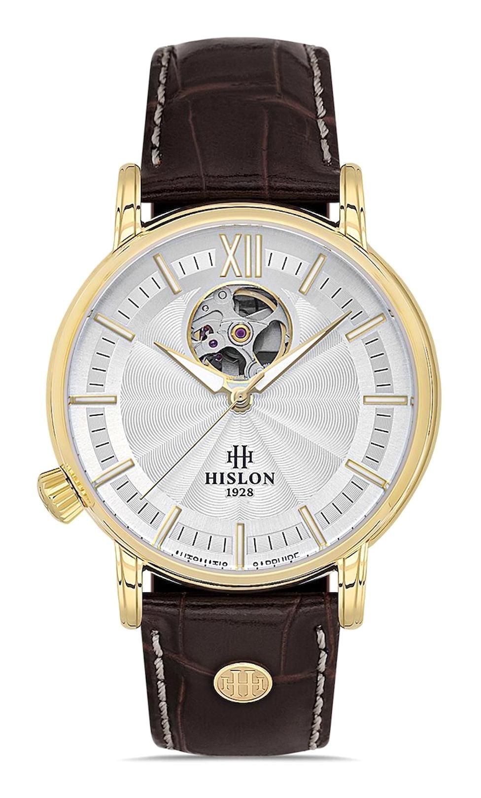 Hislon SD140G-02KG 41 mm Siyah Deri Kordon Analog Erkek Kol Saati
