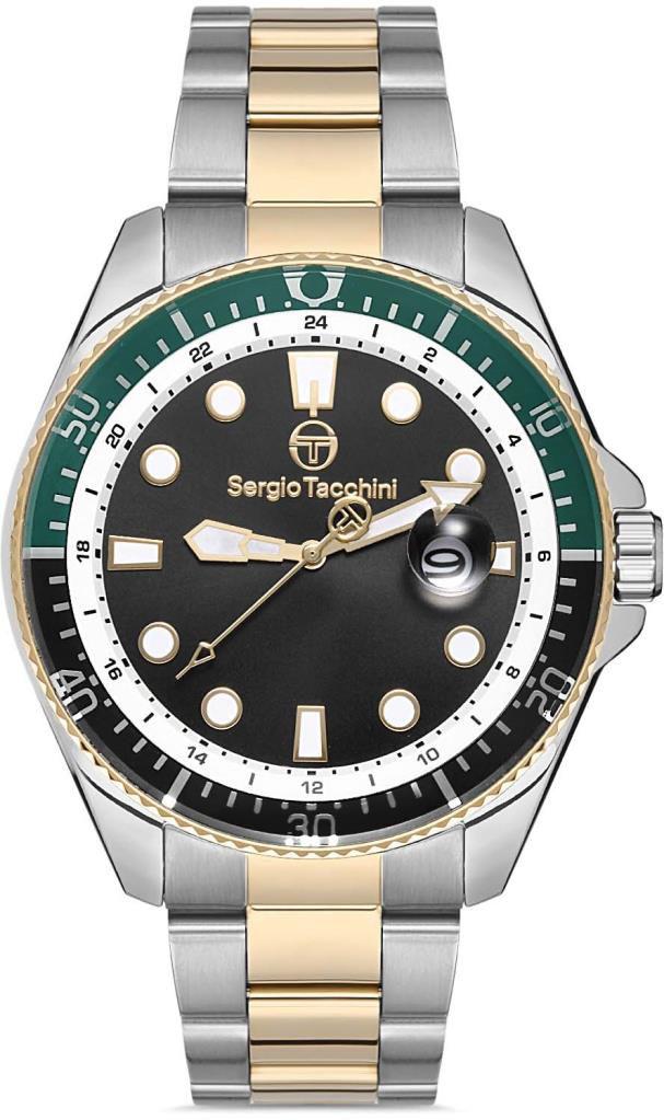 Sergio Tacchini ST.1.10175.5 Takvimli 45 mm Gri-Rose Gold Çelik Kordon Analog Kol Saati