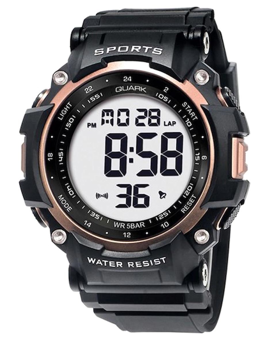 Quark QU-352G-3 Takvimli 41 mm Siyah Silikon Kordon Dijital Erkek Kol Saati