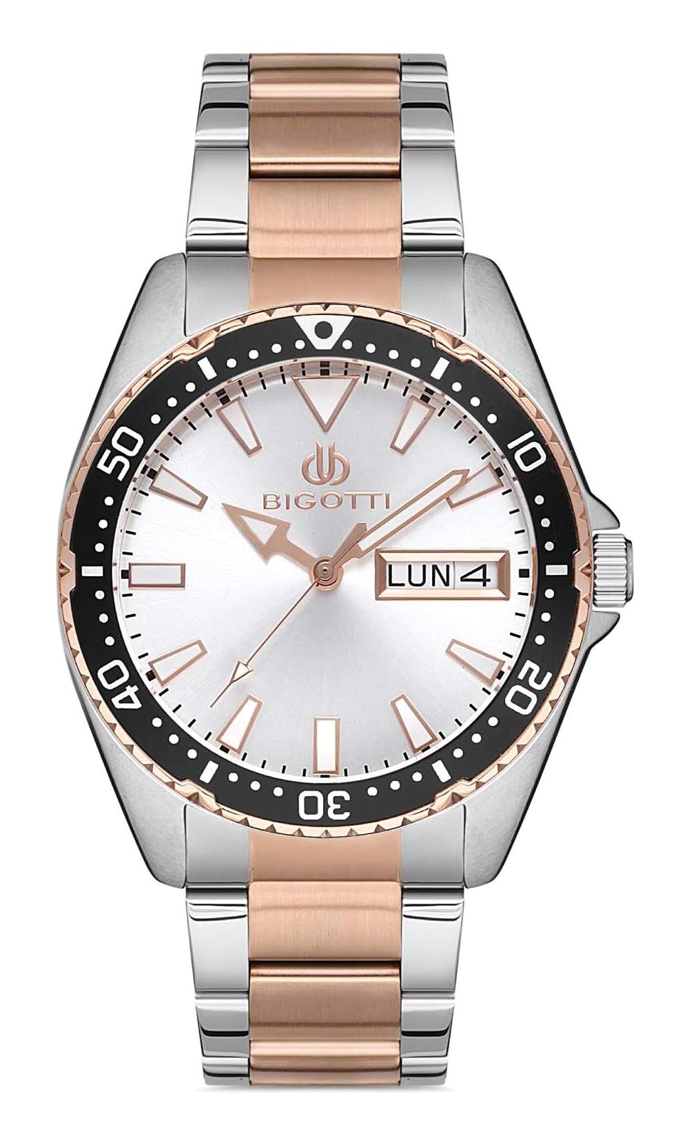 Bigotti BG.1.10222.3 Takvimli 44 mm Gri-Rose Gold Çelik Kordon Analog Erkek Kol Saati