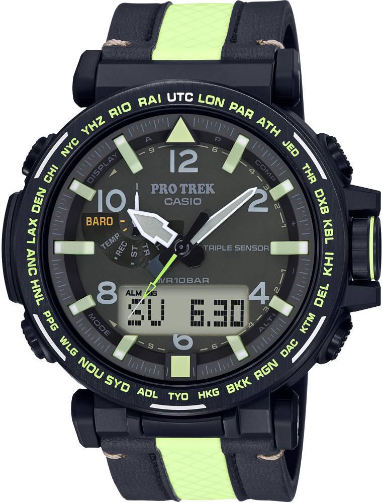 Casio PRG-650YL-3DR Takvimli Siyah-Yeşil Çelik Kordon Analog Kol Saati
