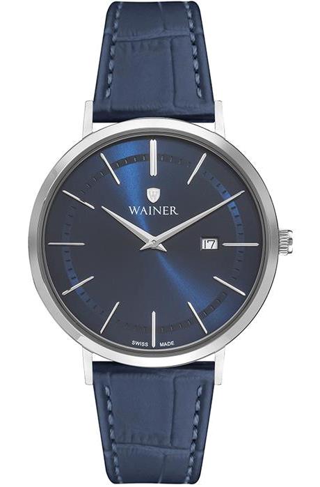 Wainer WA.11120-B Takvimli 41 mm Lacivert Deri Kordon Analog Erkek Kol Saati