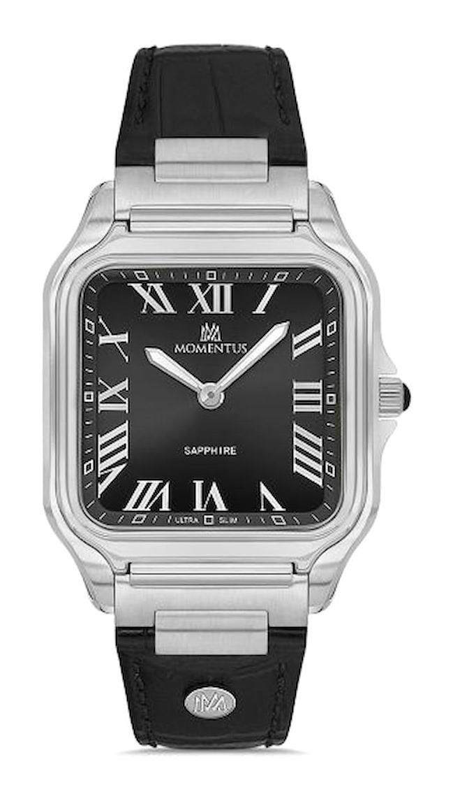 Momentus EM348S-04BS Takvimli 38 mm Siyah Deri Kordon Analog Erkek Kol Saati