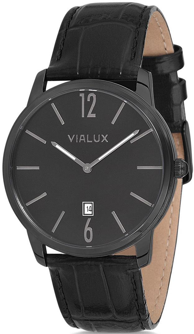 Vialux AS515B-04BN Takvimli 41 mm Siyah Deri Kordon Analog Kol Saati