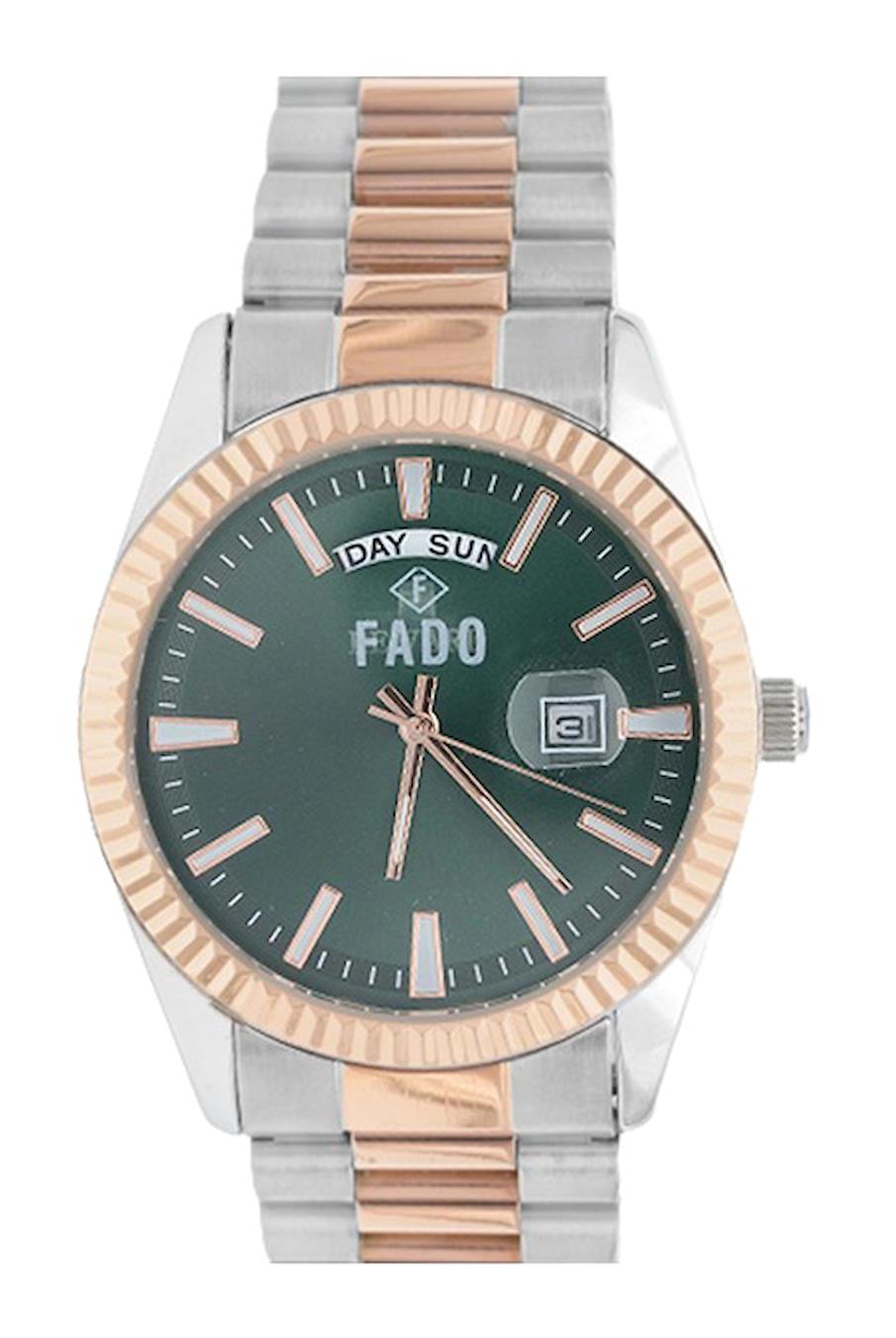 Fado RH0111 Takvimli Gri-Rose Gold Kordon Analog Erkek Kol Saati