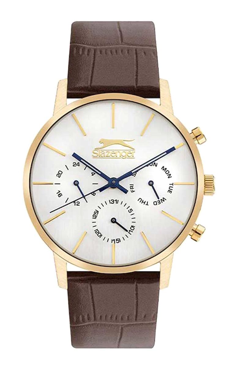 Slazenger SL.09.2198.2.04 Takvimli 42 mm Kahverengi Çelik Kordon Analog Erkek Kol Saati