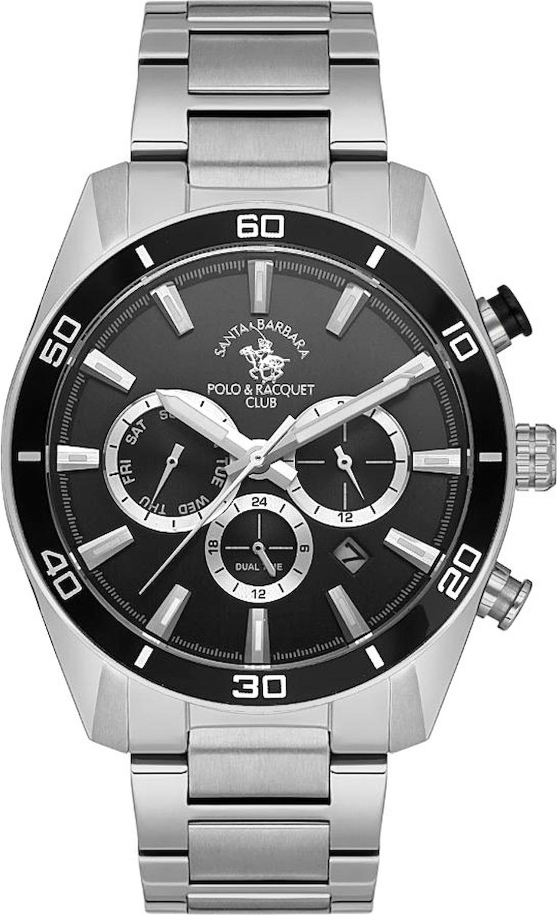 Santa Barbara Polo & Racquet Club SB.1.10498.1 Takvimli 44 mm Çelik Kordon Analog Erkek Kol Saati