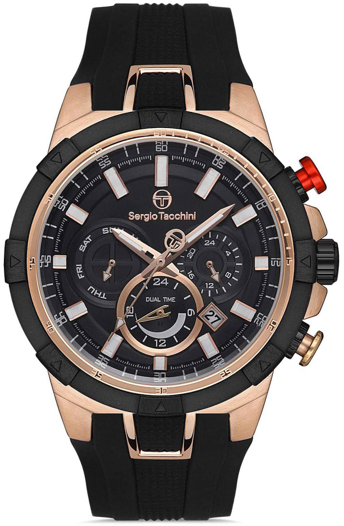 Sergio Tacchini ST.1.10331.2 Takvimli 42 mm Siyah Silikon Kordon Analog Kol Saati