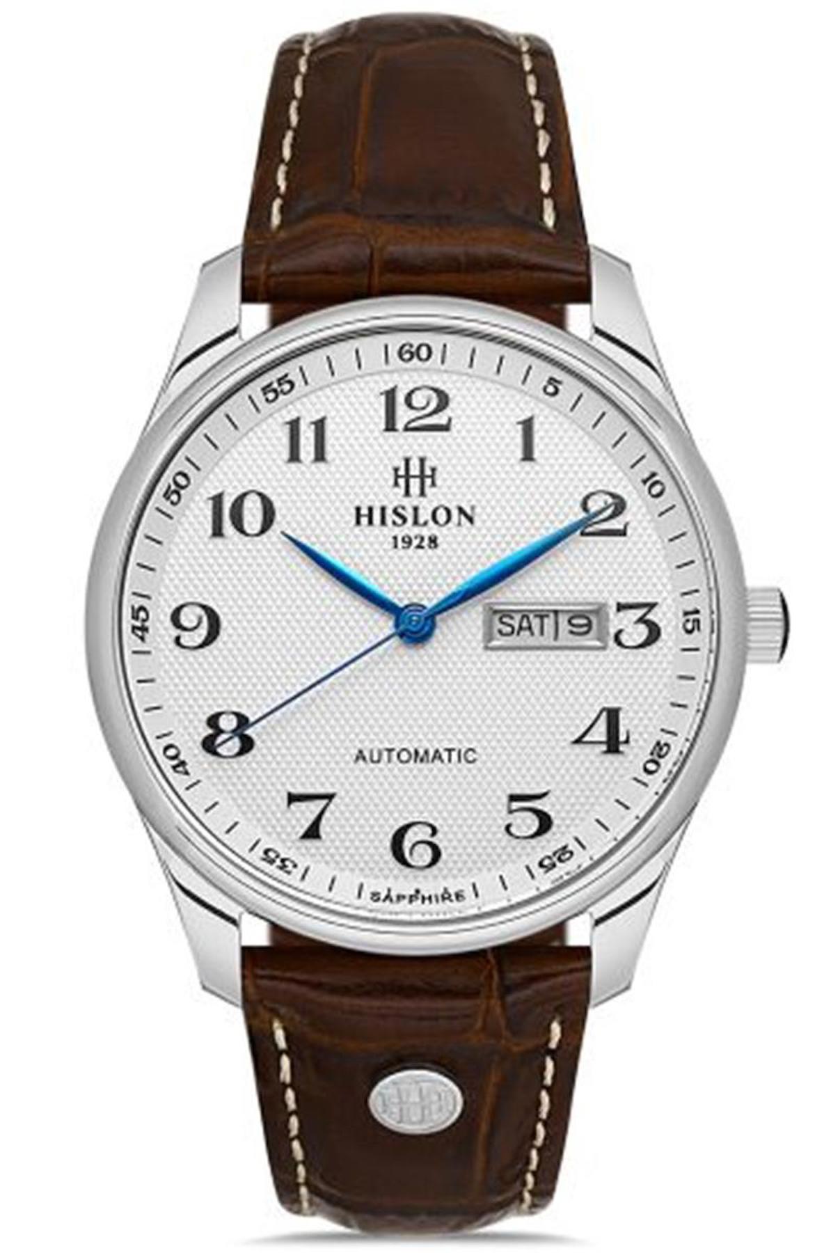Hislon SD113S-01KS Takvimli 45 mm Kahverengi Deri Kordon Analog Erkek Kol Saati