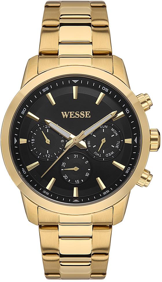 Wesse WWG207205 Pusulalı Takvimli 44 mm Altın Çelik Kordon Analog Erkek Kol Saati