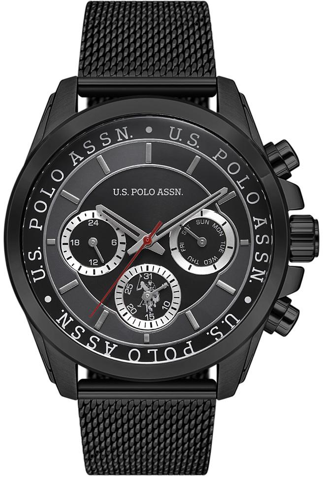 U.S. Polo Assn USPA1028-05 Takvimli 45 mm Siyah Hasır Kordon Analog Erkek Kol Saati