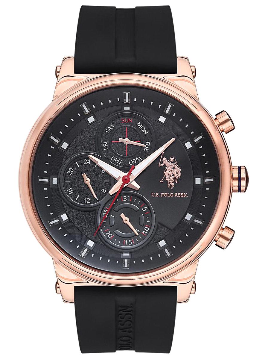 U.S. Polo Assn USPA1008-06 Takvimli 46 mm Siyah Silikon Kordon Analog Erkek Kol Saati