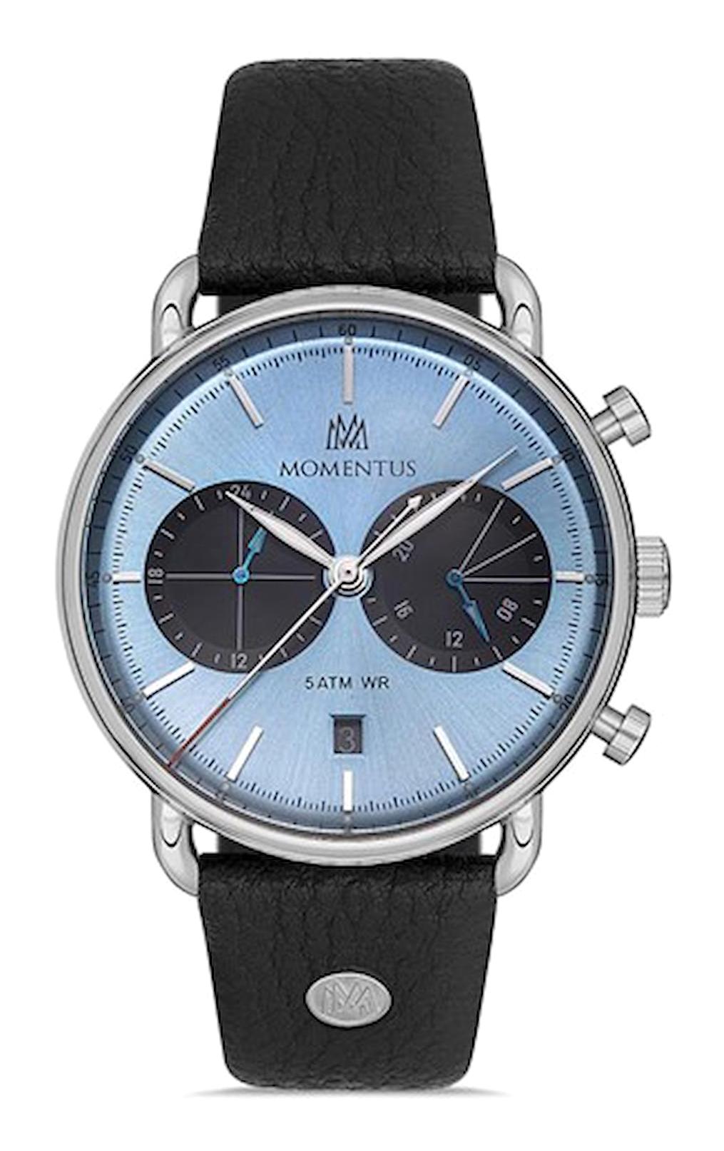 Momentus CC285S-10BS Takvimli 43 mm Siyah Deri Kordon Analog Erkek Kol Saati