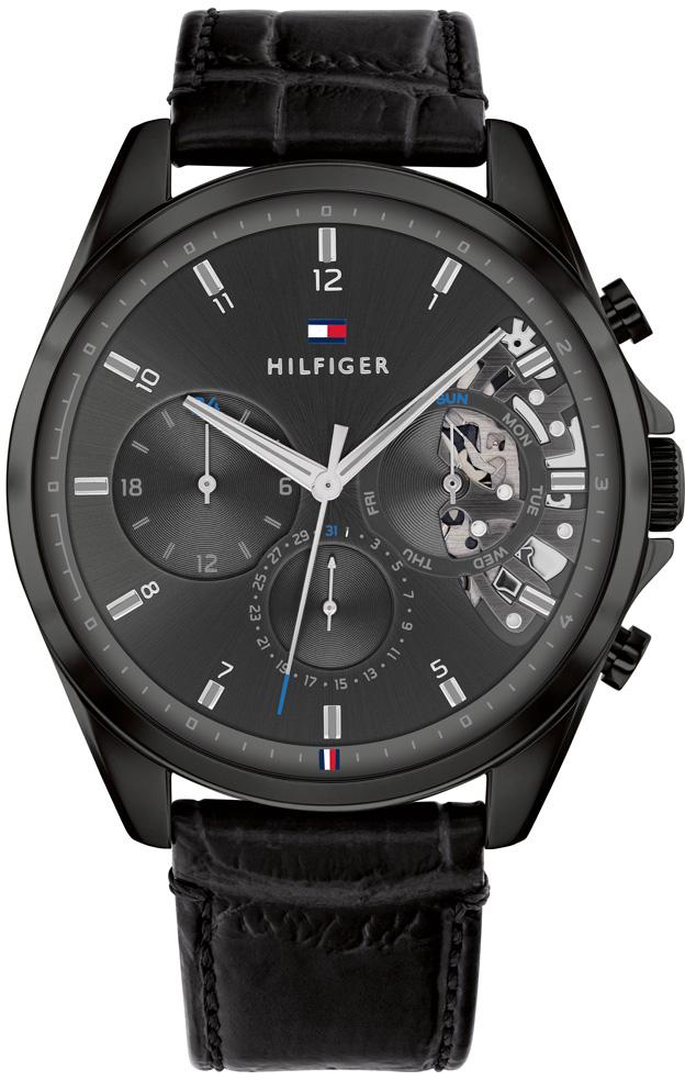 Tommy Hilfiger TH1710452 Takvimli 44 mm Siyah Deri Kordon Analog Erkek Kol Saati