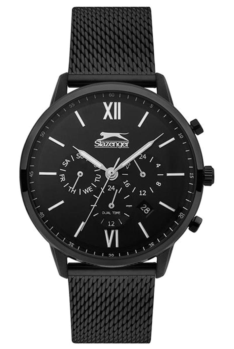 Slazenger SL.09.1737.2.06 Takvimli 44 mm Siyah Çelik Kordon Analog Kol Saati