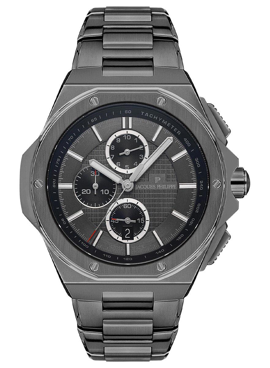 Jacques Philippe JPQGC048347S Takvimli 44 mm Füme Çelik Kordon Analog Erkek Kol Saati
