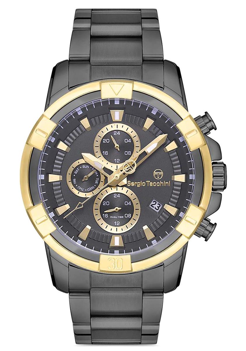 Sergio Tacchini ST.1.10199.5 Takvimli 44 mm Siyah Çelik Kordon Analog Erkek Kol Saati