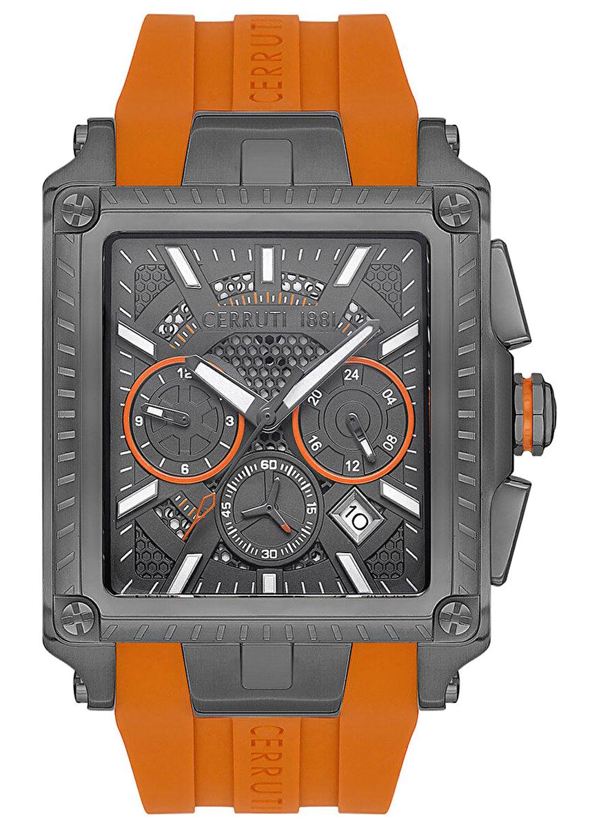 Cerruti 1881 CIWGQ0037604 Takvimli Turuncu Silikon Kordon Analog Erkek Kol Saati