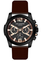 Lee Cooper LC07613.654-NM Takvimli 44 mm Kahverengi Deri Kordon Analog Erkek Kol Saati